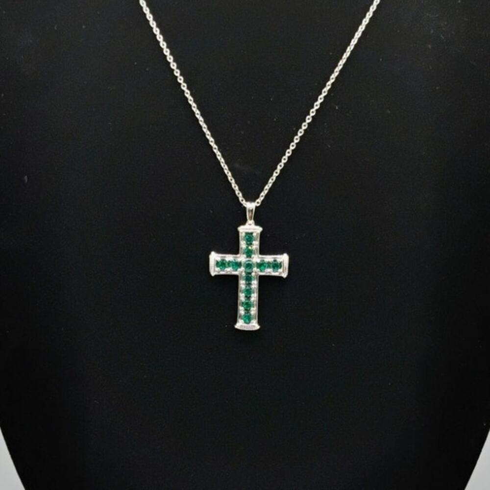 STS KARIS Emerald Green Cross Necklace